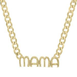 Cuban Chain Letter 14K (or 18k upon request) Yellow Gold MAMA Necklace